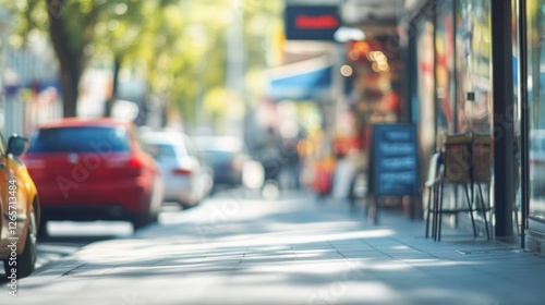 Wallpaper Mural Urban scene with vehicles parked along a busy street Torontodigital.ca