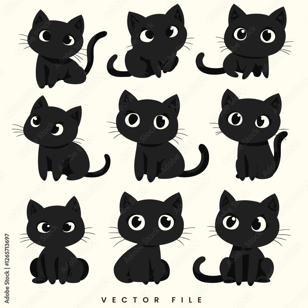 Editable Set Cat Illustration Editable Set Cat Illustration
