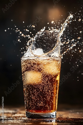 Wallpaper Mural Dramatic High-Speed Splash of Refreshing Beverage in Glass with Isolated Space for Marketing Torontodigital.ca