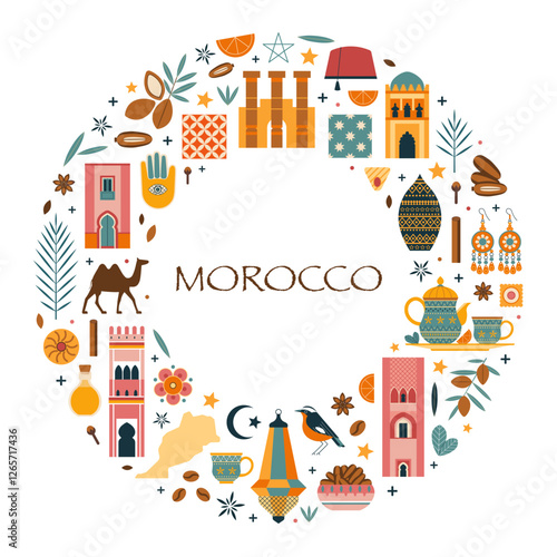 Morocco Travel Print or Card in Circle Shape