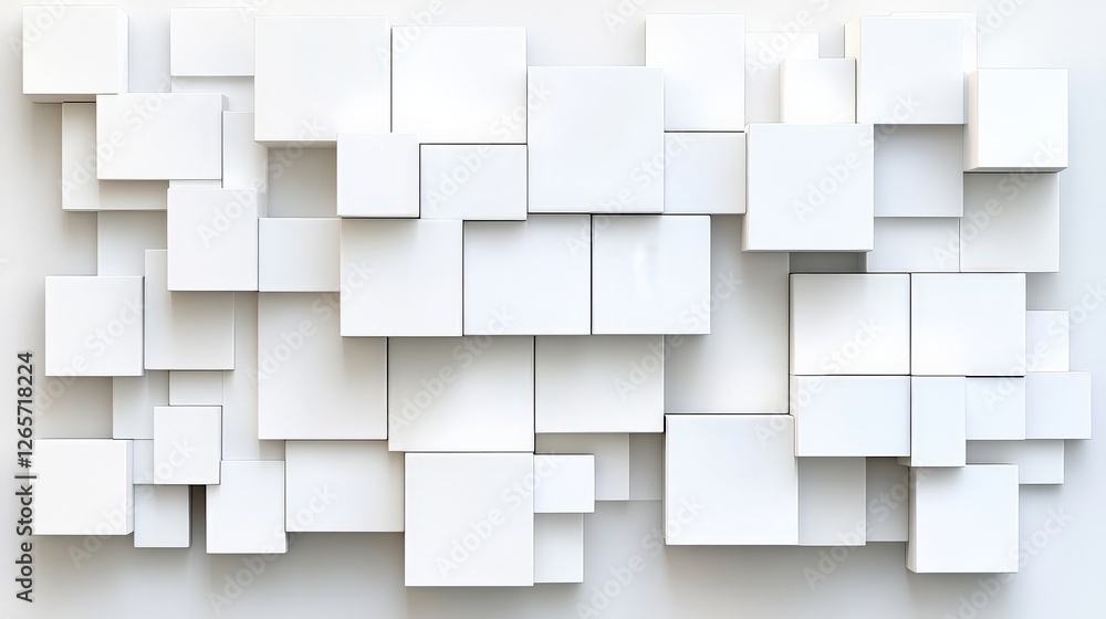 Abstract White Cube Backdrop with Rearranged Box Elements Abstract White Cube Backdrop with Rearranged Box Elements
