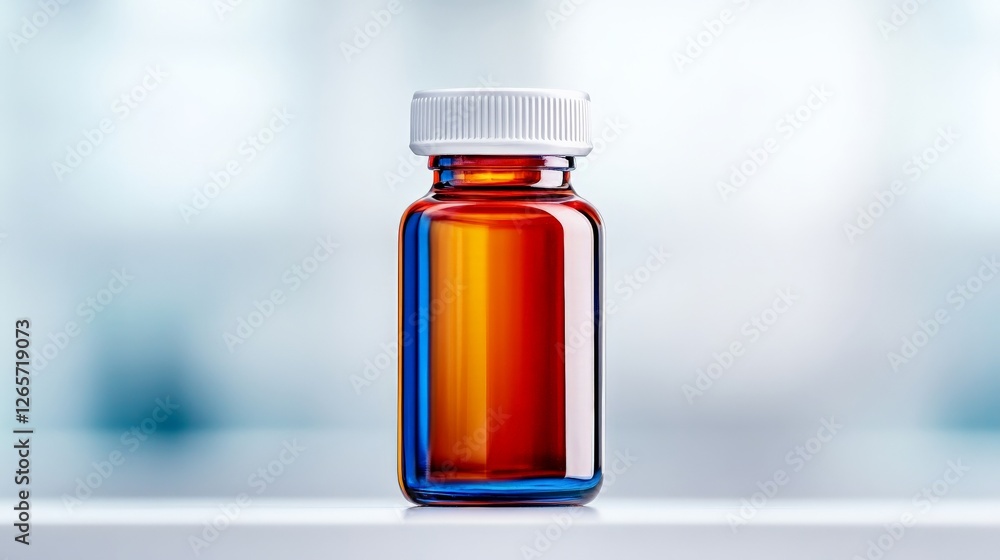 Vibrant Blue and Red Glass Vial Filled with Chemical Liquid Vibrant Blue and Red Glass Vial Filled with Chemical Liquid