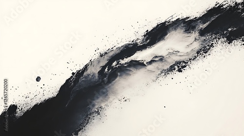 Abstract Black and White Ink Wash Painting