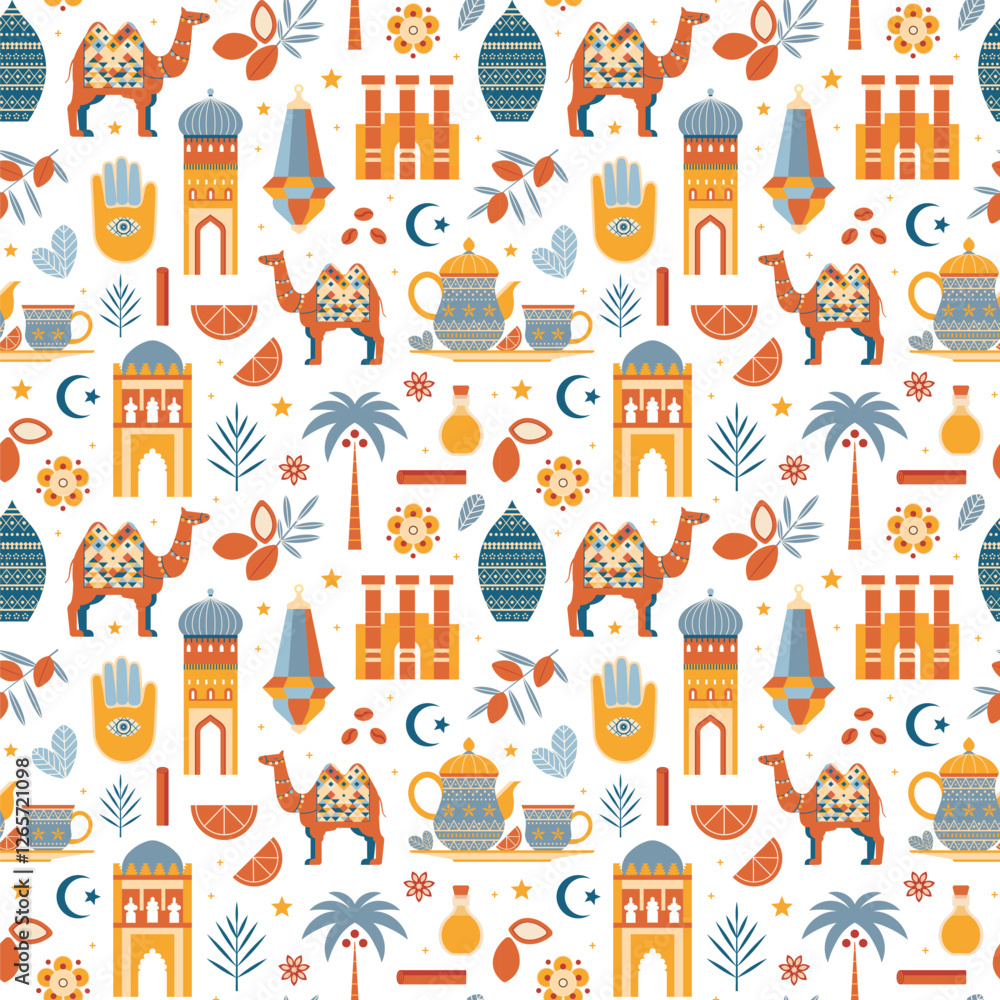 Morocco Travel Pattern with Architecture Landmarks