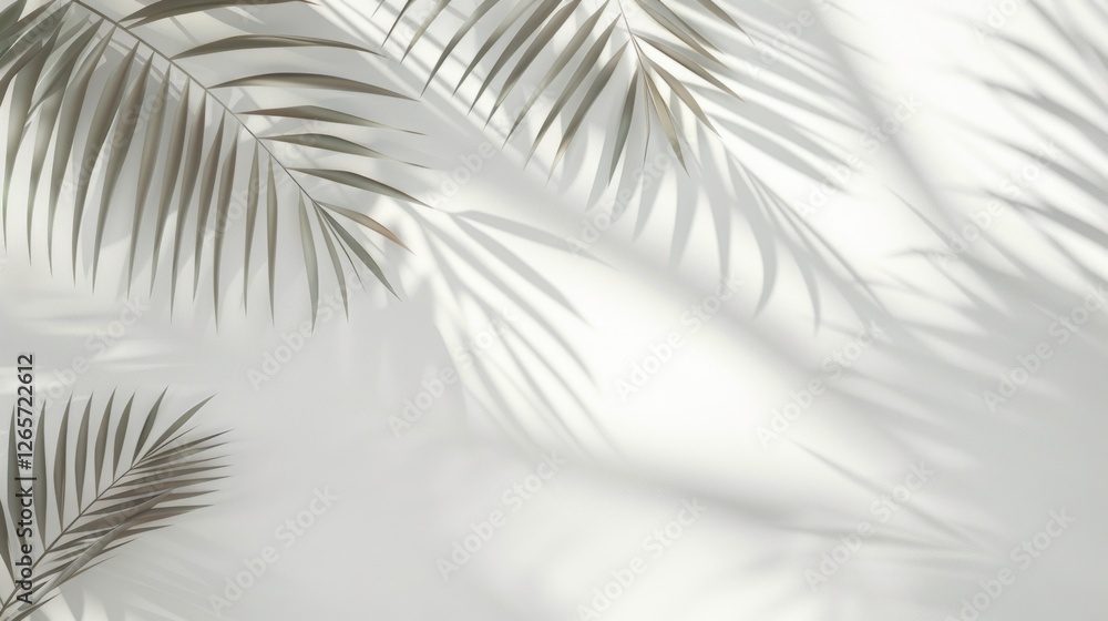 Obraz premium Serene Palm Leaf Shadows on White Background