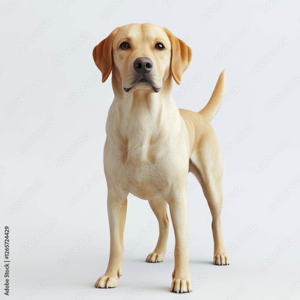 Relaxed Labrador Retriever Dog in 3D Standing Pose Relaxed Labrador Retriever Dog in 3D Standing Pose