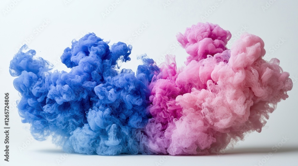 Obraz premium A large cloud of colorful smoke, with blue and pink hues