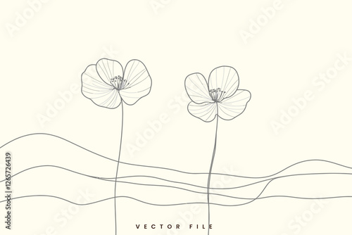Editable Flower Vector Illustration