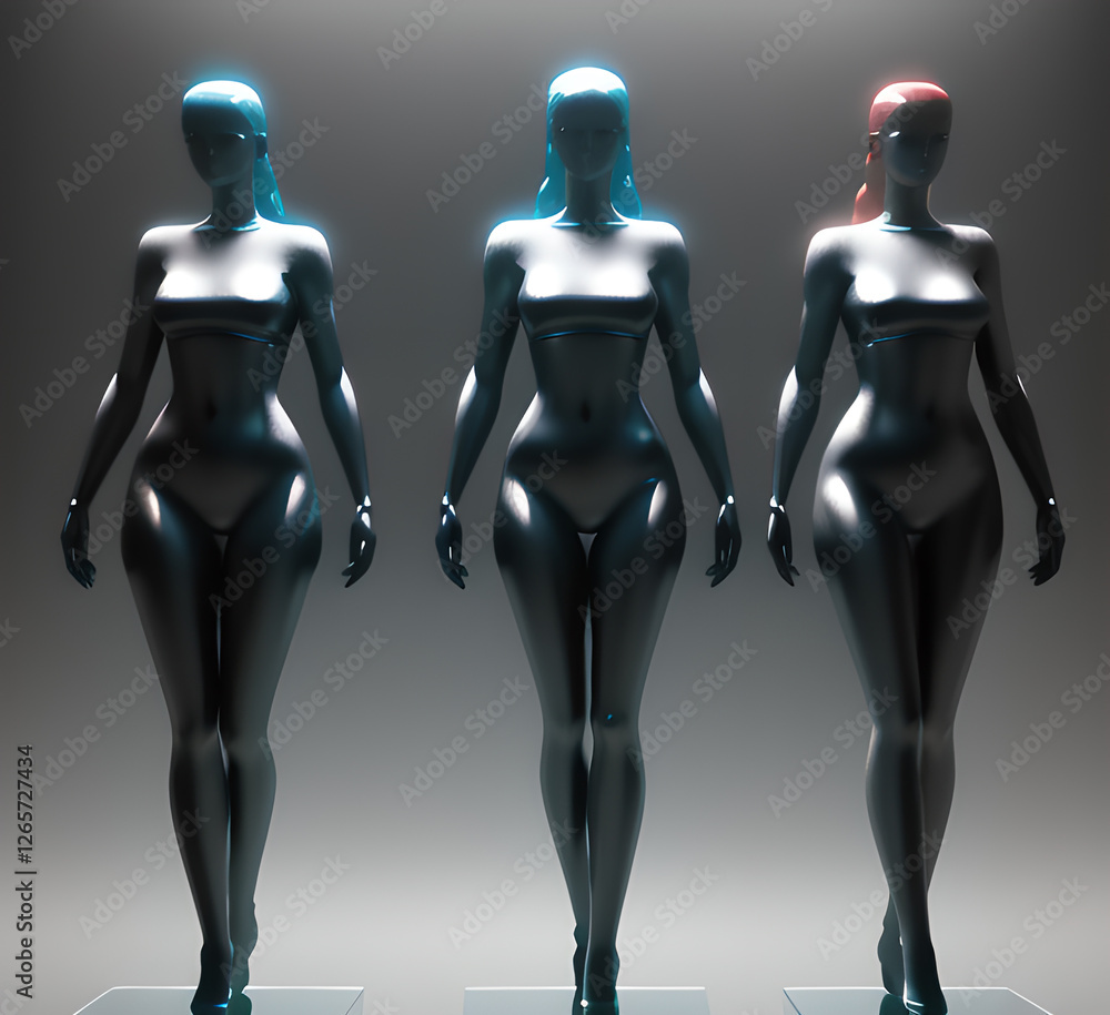 Abstract surrealistic - illustration of glass statue of several people standing in pose. Concept project. mindfulness and meditation. Futuristic. cyberpunk. innovation. generative ai Abstract surrealistic - illustration of glass statue of several people standing in pose. Concept project. mindfulness and meditation. Futuristic. cyberpunk. innovation. generative ai