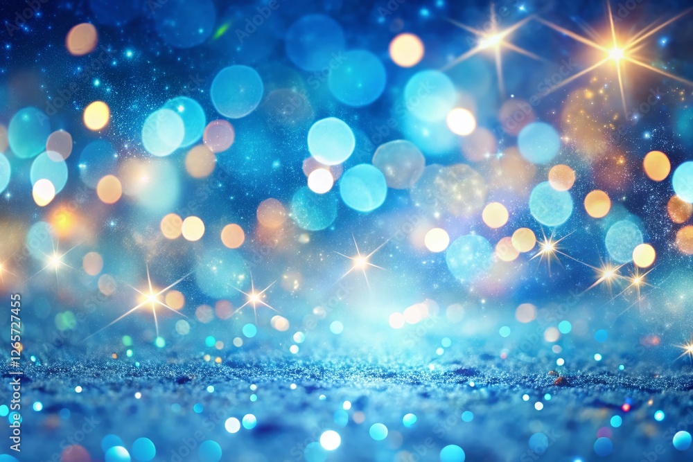 Dreamy Blue Bokeh Background: Festive Celebration Abstract Design Stock Photo Dreamy Blue Bokeh Background: Festive Celebration Abstract Design Stock Photo