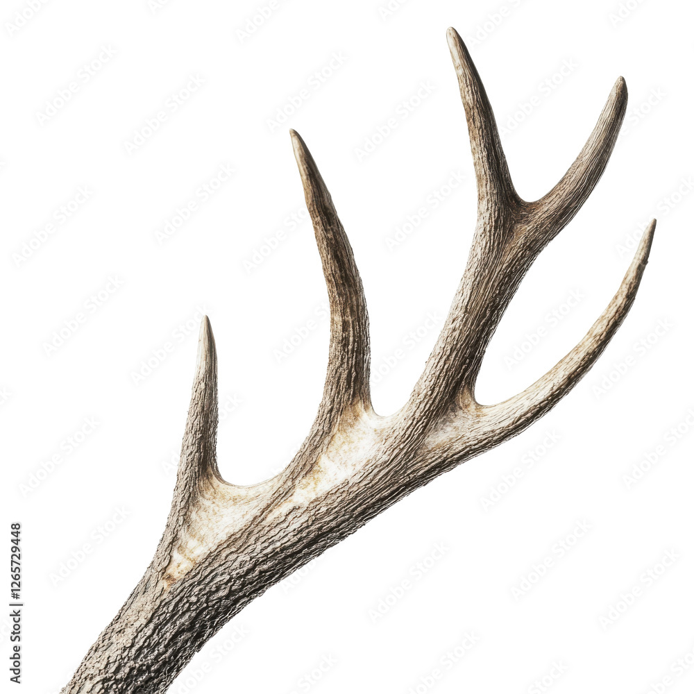 Fototapeta premium Detailed elk antler in macro closeup photography on white