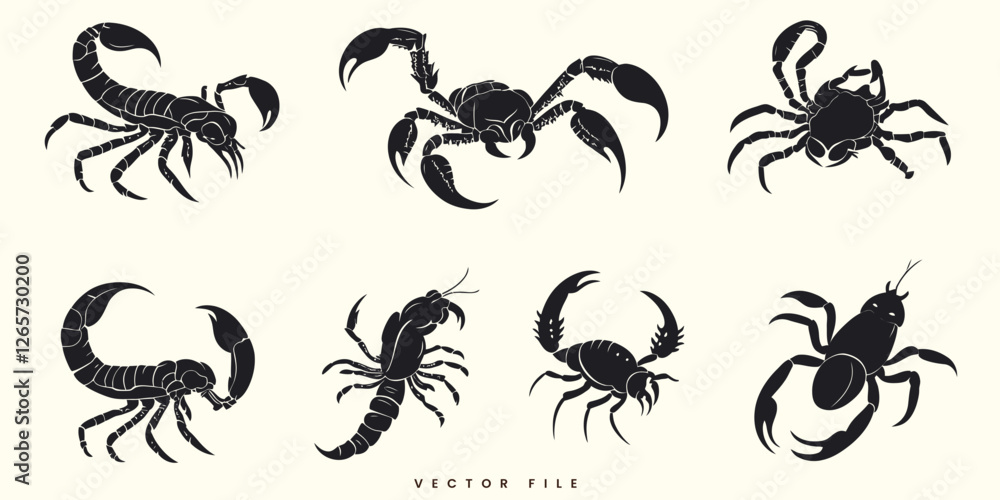A vector collection of wild animal silhouettes A vector collection of wild animal silhouettes