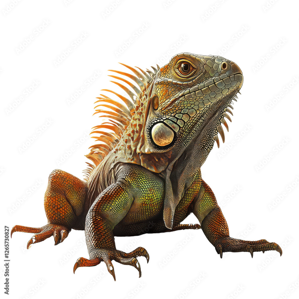 Fototapeta premium Iguana Displaying Patterns and Textures in Professional Photoshoot