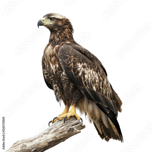 Immature eagle in soft lighting on Transparent background symbolic growth
