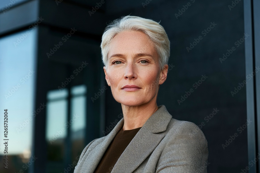 Confident woman in suit, looking at camera. Use business, corporate, promotion Confident woman in suit, looking at camera. Use business, corporate, promotion