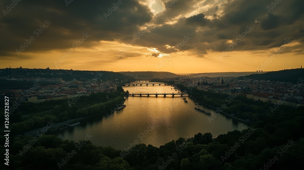 Fototapeta premium Prague is the capital and largest city in the Czech Republic, the 13th largest city in the European Union and the historical capital of Bohemia. Situated on the Vltava river, Prague is home to about 1