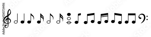 Music sign. Note icon. Music note vector set. Musical key sign.