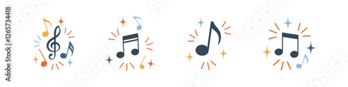 Music sign. Note icon. Music note vector set. Musical key sign.