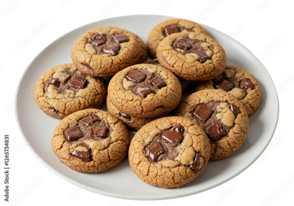 Chocolate Chunk Cookies On A Plate Chocolate Chunk Cookies On A Plate