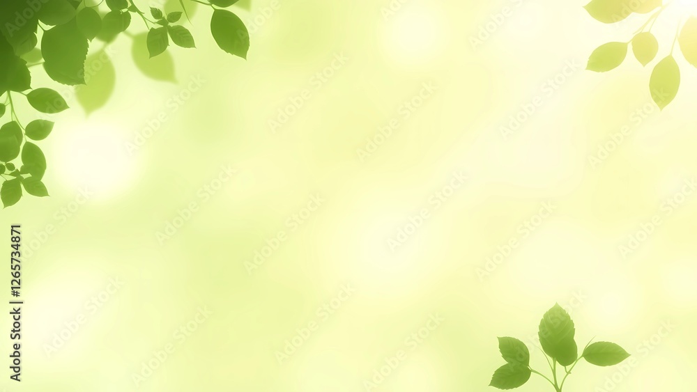 A softly blurred natural background with gentle green hues and a vibrant leafy frame. Sunlight filters through the foliage, a serene and refreshing atmosphere. A softly blurred natural background with gentle green hues and a vibrant leafy frame. Sunlight filters through the foliage, a serene and refreshing atmosphere.