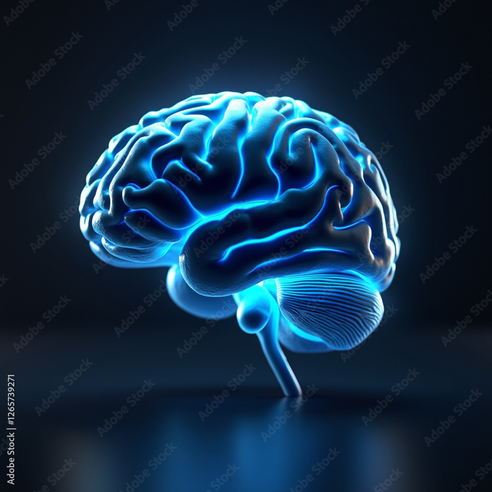 Glowing Futuristic Human Brain - Cyberpunk AI Concept Glowing Futuristic Human Brain - Cyberpunk AI Concept