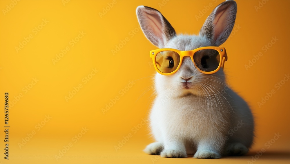 White rabbit on a yellow Background White rabbit on a yellow Background