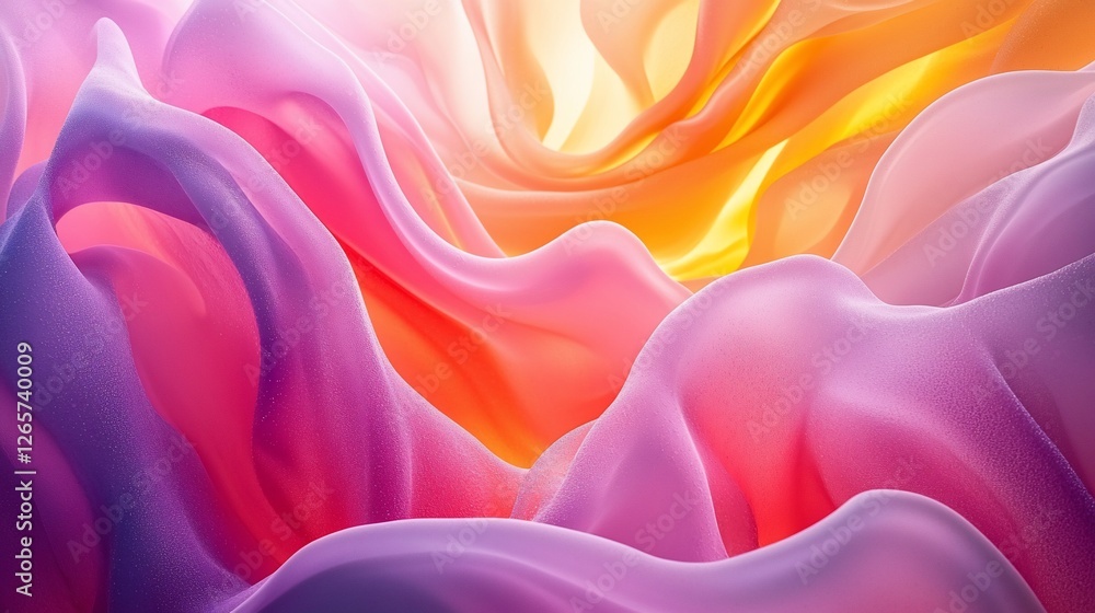 Obraz premium Abstract colorful fabric waves, light background, design texture