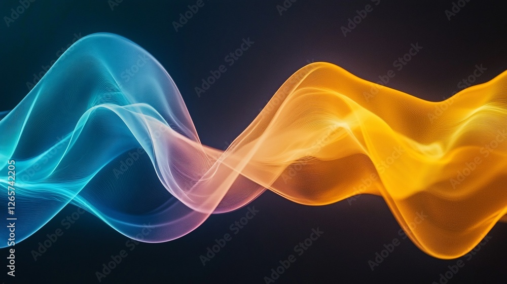 Abstract flowing light waves, dark background, design element Abstract flowing light waves, dark background, design element