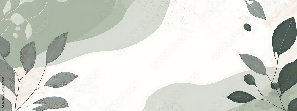 Minimalist abstract White background with mint green abstract floral elements Minimalist abstract White background with mint green abstract floral elements