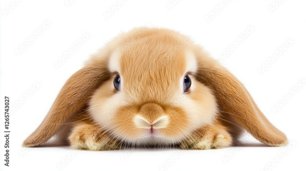 Adorable rabbit in close-up, centered on white background, symbolizing purity and innocence. Adorable rabbit in close-up, centered on white background, symbolizing purity and innocence.