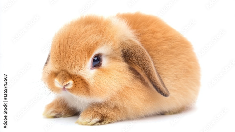 Adorable rabbit in close-up, centered on white background, symbolizing purity and innocence. Adorable rabbit in close-up, centered on white background, symbolizing purity and innocence.