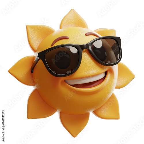 sol com óculos verão 3d fundo transparente