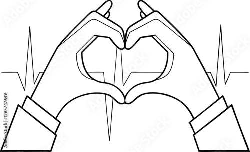 Heart Health Care Hands Forming Heartbeat ECG Love