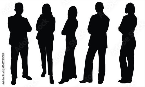 silhouettes of men and women is isolated on a white background