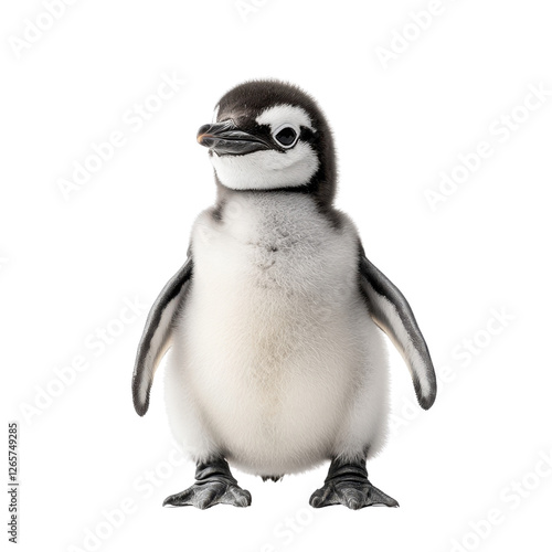 Charming baby penguin in soft lighting and playful mood