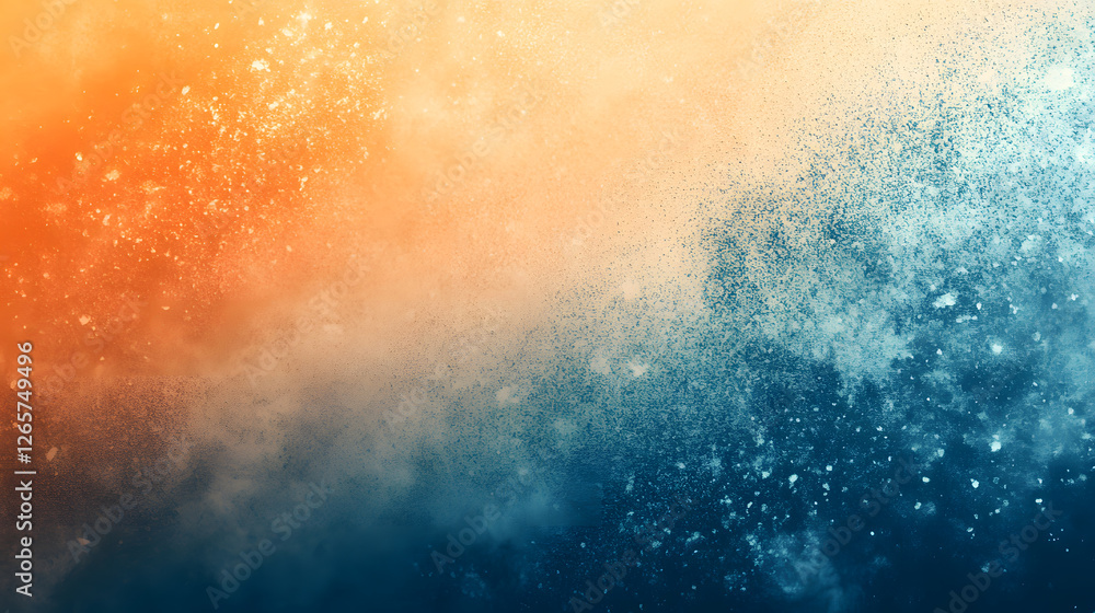 Fototapeta premium Deep orange and blue dust-like texture with a lively mix.