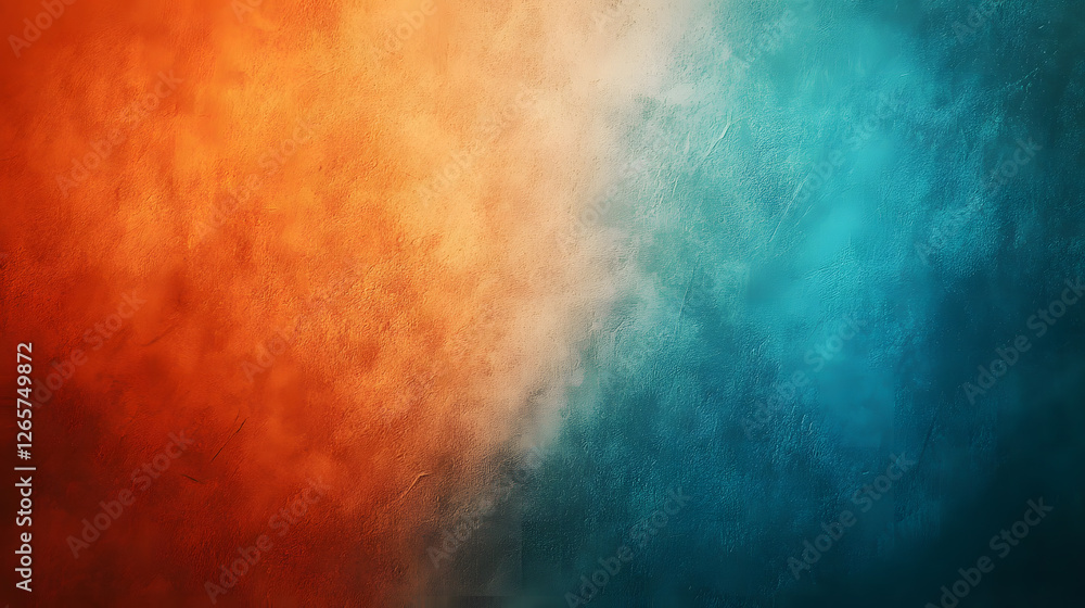 Naklejka premium Retro-inspired gradient with orange, blue, and soft waves on a rough texture.