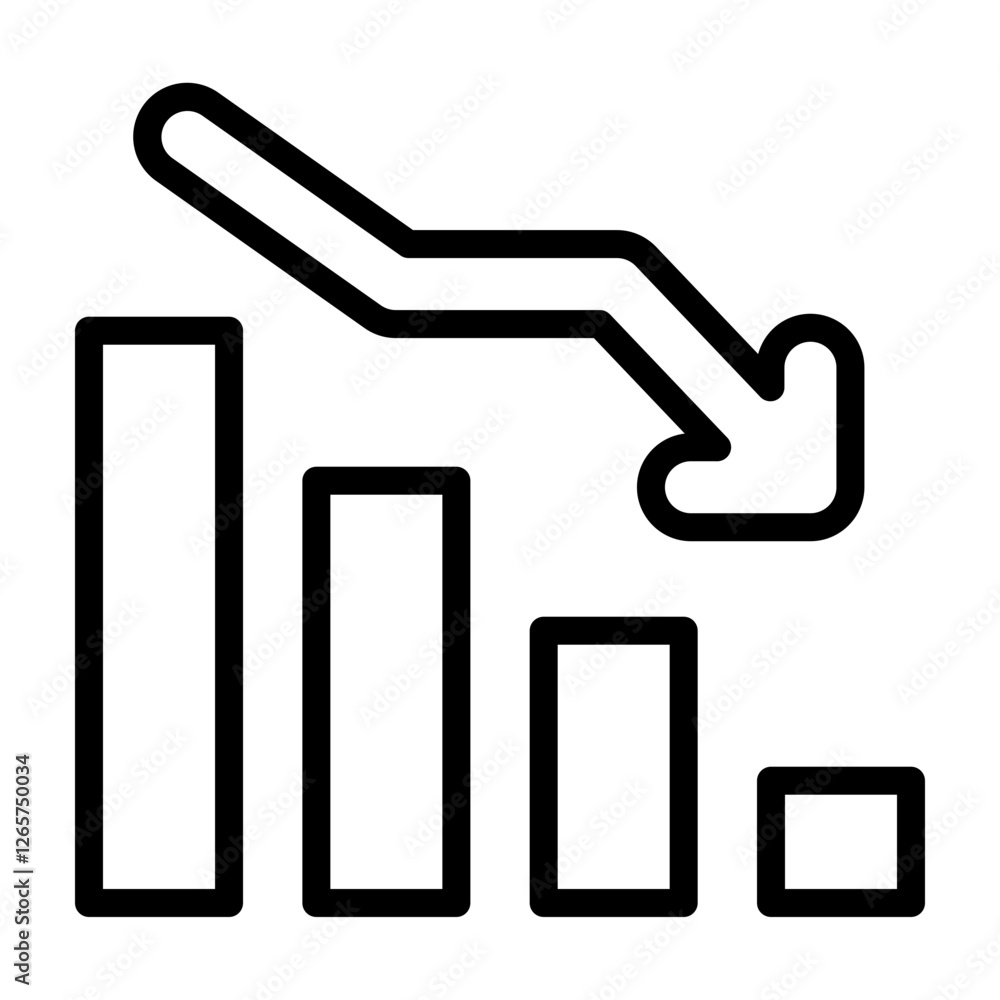 Falling Bar Vector Line Icon Design Falling Bar Vector Line Icon Design