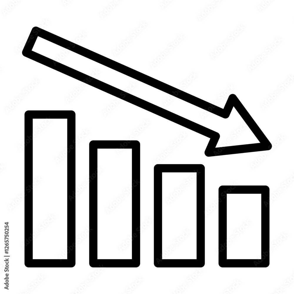 Dropping Graph Vector Line Icon Design Dropping Graph Vector Line Icon Design