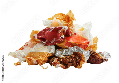 Pile Of Crumpled Candy Wrappers And Foil