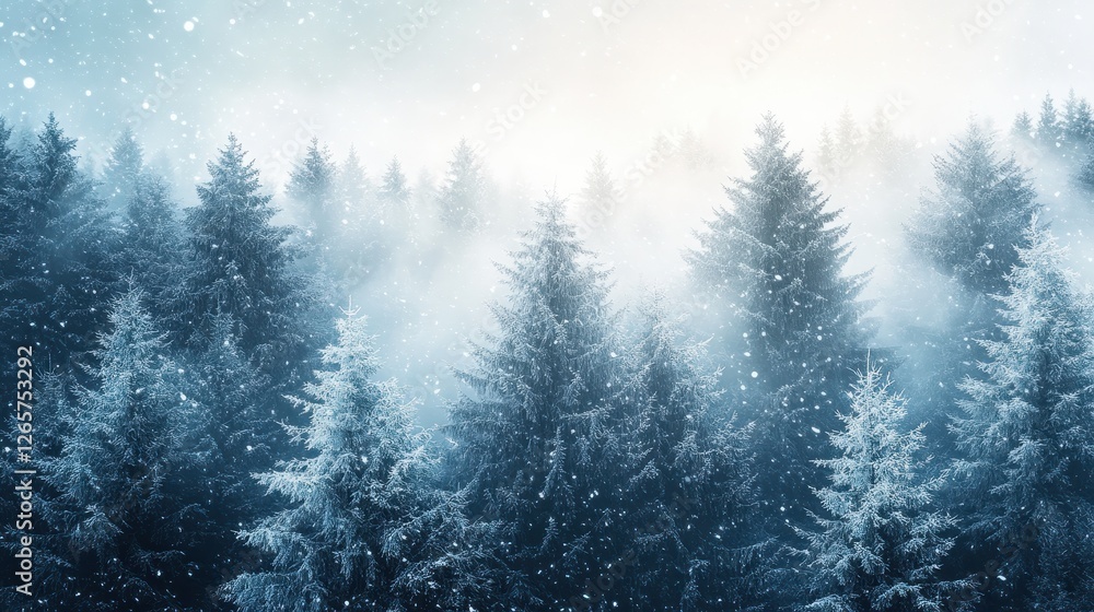A serene winter landscape showcasing a dense forest of evergreen trees blanketed in snow, evoking a tranquil and magical atmosphere. A serene winter landscape showcasing a dense forest of evergreen trees blanketed in snow, evoking a tranquil and magical atmosphere.