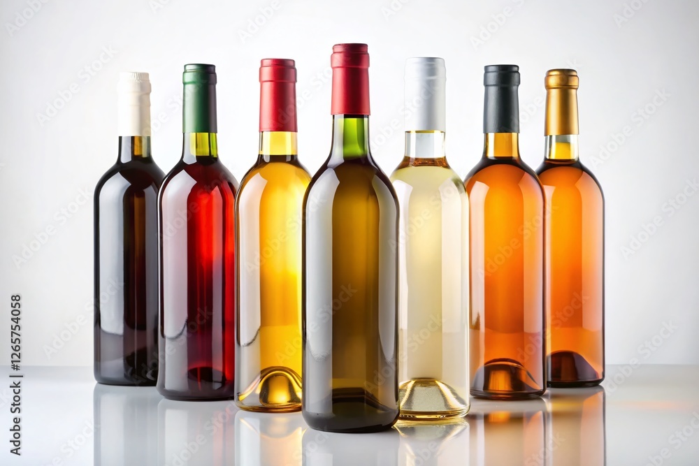 Elegant Wine Bottles with Blank Labels, Isolated on White Background - Perfect for Mockups Elegant Wine Bottles with Blank Labels, Isolated on White Background - Perfect for Mockups