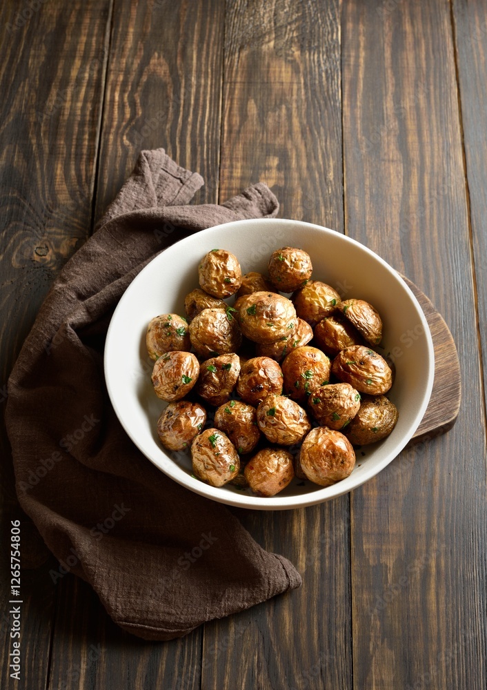 Roasted baby potatoes with olive oil, garlic and herbs Roasted baby potatoes with olive oil, garlic and herbs