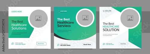 Professional medical healthcare service social media post template design. Clinic or hospital digital marketing. Creative health business promotion banner for doctor, dentist with logo.