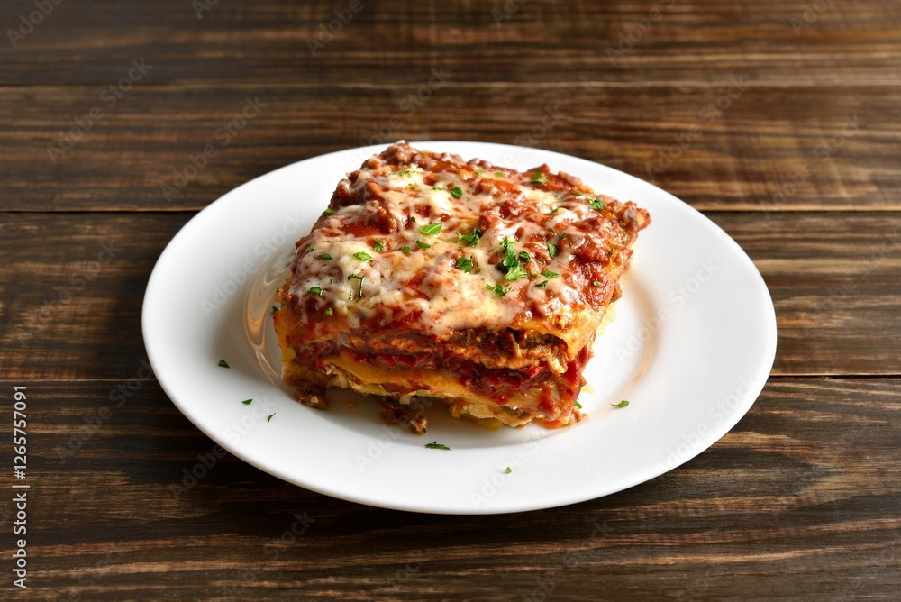 Lasagna with ground beef, ricotta cheese and tomato sauce Lasagna with ground beef, ricotta cheese and tomato sauce