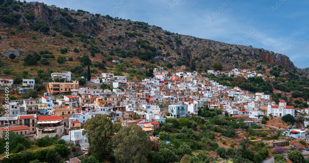 Fototapeta premium Panorama of the beautiful village of Kritsa. Crete, Greece,