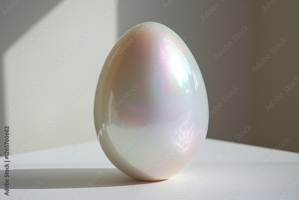Pearl glowing Easter egg isolated on white background Pearl glowing Easter egg isolated on white background