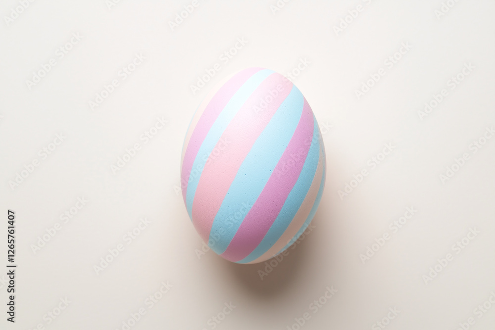 Eastern egg painted in blue and pink soft candy colors lines isolated on white background Eastern egg painted in blue and pink soft candy colors lines isolated on white background