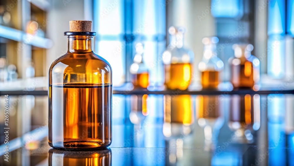 Ethanol Methanol Brown Glass Bottle Lab Selective Focus Stock Photo