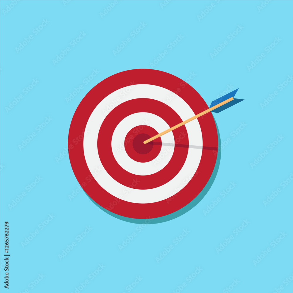 vector illustration of Red Bullseye Target with Arrow Hit Center Against vector illustration of Red Bullseye Target with Arrow Hit Center Against